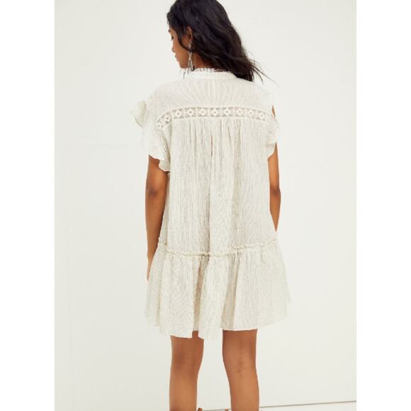 New FREE PEOPLE  Baby Blues Tunic $128 SMALL Ivory Semi-Sheer Mini Cotton - Picture 3 of 9